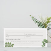 Carte Certificat cadeau de logo Feuille Watercolor (Debout devant)