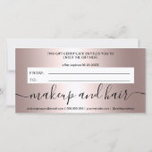 Carte Certificat cadeau de logo métallique rose moderne (Dos)