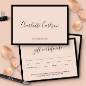 Carte Certificat cadeau de luxe moderne Script Blush Pin