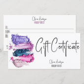 Carte Certificat cadeau de maquillage de montre couleur  (Devant / Derrière)