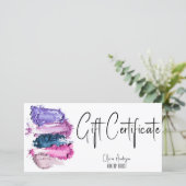 Carte Certificat cadeau de maquillage de montre couleur  (Debout devant)