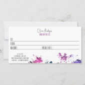 Carte Certificat cadeau de maquillage de montre couleur  (Dos)