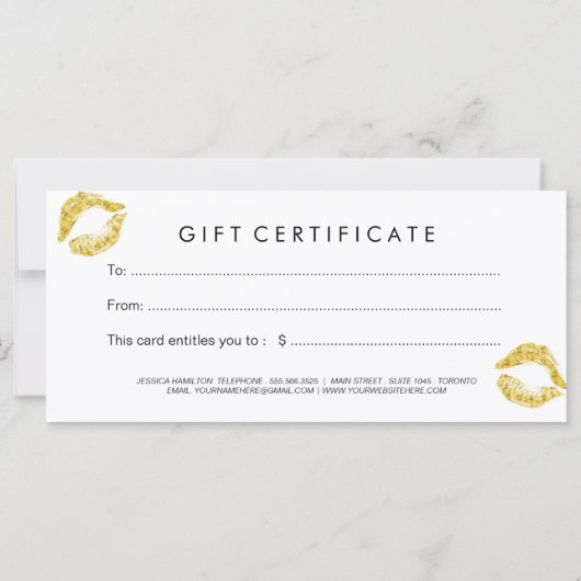 Carte Certificat cadeau de maquillage moderne et chic (Dos)