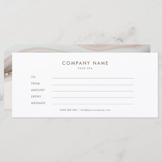 Carte Certificat-cadeau de marbre de pierre Agate (Devant / Derrière)