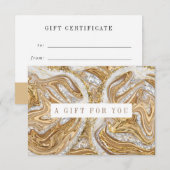 Carte Certificat cadeau de marbre doré Abstrait (Devant / Derrière)