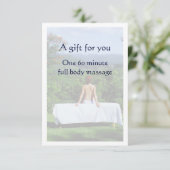 Carte Certificat cadeau de massage (Debout devant)