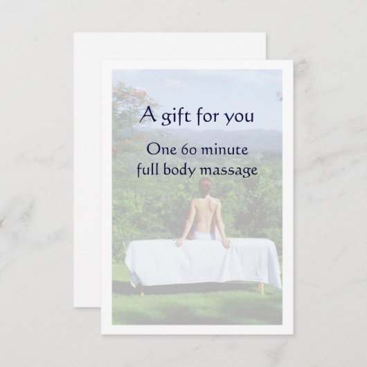 Carte Certificat cadeau de massage (Devant / Derrière)
