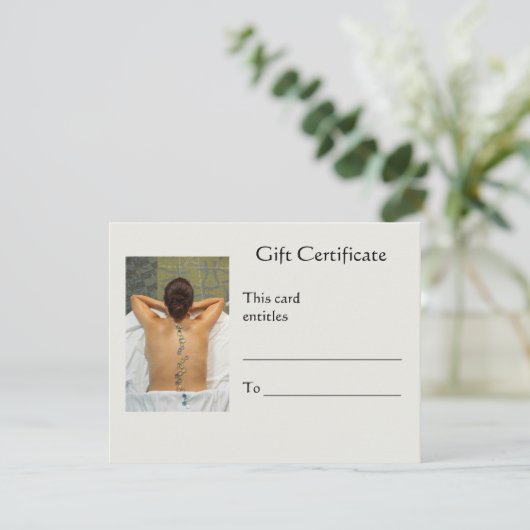Carte Certificat cadeau de massage de pierre (Debout devant)