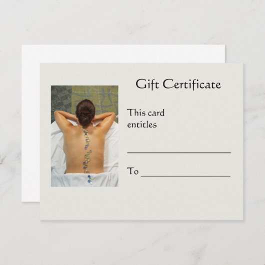 Carte Certificat cadeau de massage de pierre (Devant / Derrière)