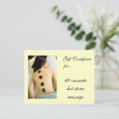 Carte Certificat cadeau de massage en pierre chaude (Debout devant)