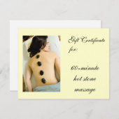Carte Certificat cadeau de massage en pierre chaude (Devant / Derrière)