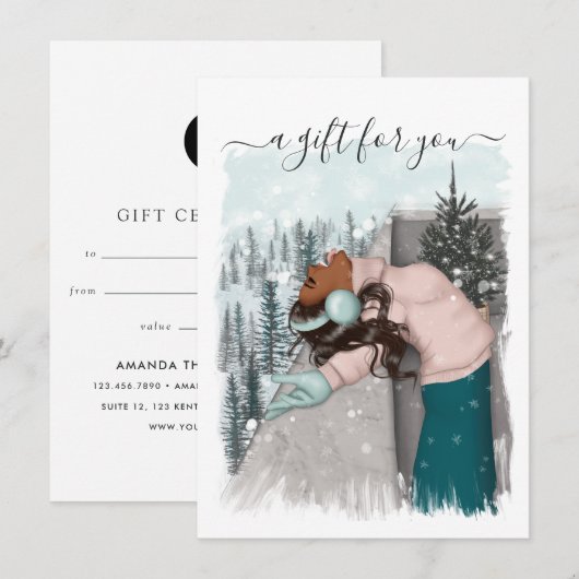 Carte Certificat cadeau de Noël afro-américain (Devant / Derrière)