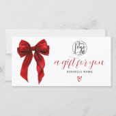 Carte Certificat cadeau de Noël avec nœud coquet rouge (Devant)