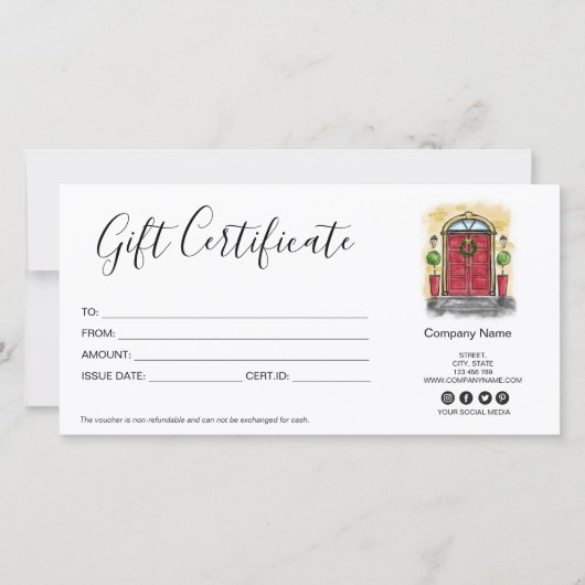 Carte Certificat cadeau de Noël de vacances (Devant)