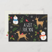 Carte Certificat cadeau de Noël des neigeurs et rennes (Devant / Derrière)