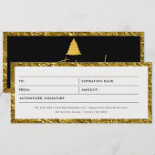 Carte Certificat cadeau de Noël Gold pour entreprise (Devant / Derrière)