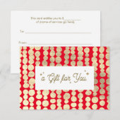 Carte Certificat cadeau de Noël Gold Red (Devant / Derrière)