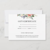 Carte Certificat cadeau de Noël Holly Berry & Floral (Dos)