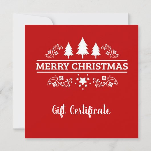 Carte Certificat cadeau de Noël Joyeux Rouge et Blanc (Devant)