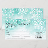 Carte certificat cadeau de Noël moderne neige (Devant / Derrière)