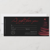 Carte Certificat cadeau de Noël moderne noir et rouge (Dos)