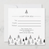 Carte Certificat cadeau de Noël noir et blanc (Dos)