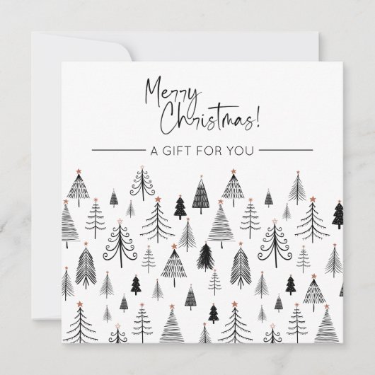 Carte Certificat cadeau de Noël noir et blanc (Devant)