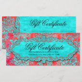 Carte Certificat cadeau de Noël Salon Vintage Damask (Devant / Derrière)