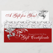 Carte Certificat cadeau de Noël Vente au détail Floral R (Devant / Derrière)