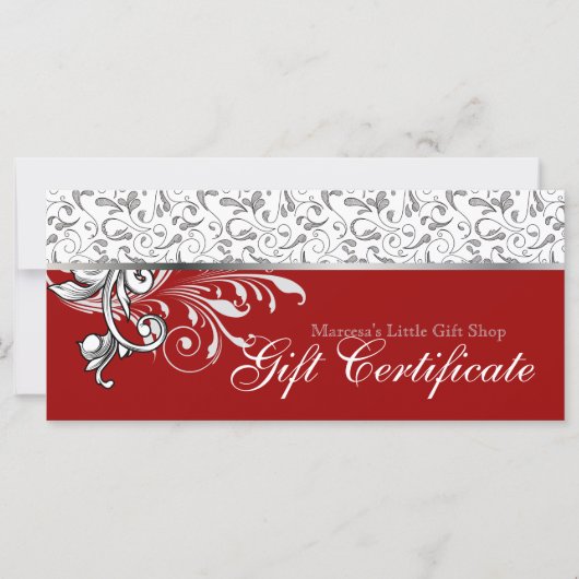 Carte Certificat cadeau de Noël Vente au détail Floral R (Devant)
