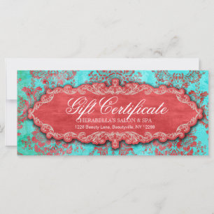 Carte Certificat cadeau de Noël Vintage Damask Salon b