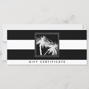 Carte Certificat cadeau de palmiers tropicaux noir et bl