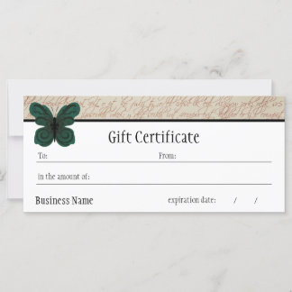 Carte Certificat cadeau de papillon brûlé