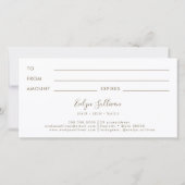 Carte certificat cadeau de parties scintillant liquide (Dos)