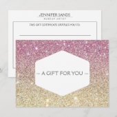 Carte Certificat cadeau de PARTIES SCINTILLANT OMBRE PIN (Devant / Derrière)