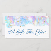 Carte certificat cadeau de parties scintillant pastel bl (Devant)