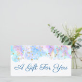 Carte certificat cadeau de parties scintillant pastel bl (Debout devant)