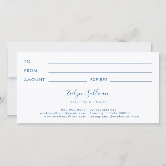 Carte certificat cadeau de parties scintillant pastel bl (Dos)