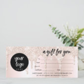 Carte Certificat cadeau de Parties scintillant rose pâle (Debout devant)