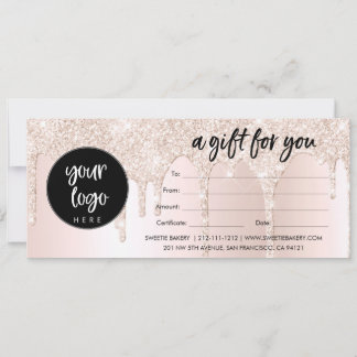 Carte Certificat cadeau de Parties scintillant rose pâle