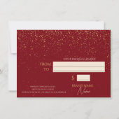 Carte Certificat cadeau de Parties scintillant Rouge or (Dos)