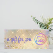 Carte certificat cadeau de parties scintillant simulé (Debout devant)