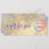 Carte certificat cadeau de parties scintillant simulé (Devant / Derrière)