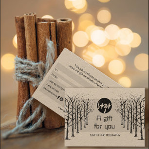 Carte Certificat cadeau de photographe professionnel