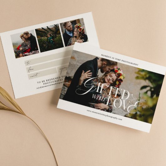 Carte Certificat cadeau de photographie de calligraphie 