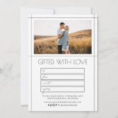 Carte Certificat cadeau de photographie de script minima (Dos)
