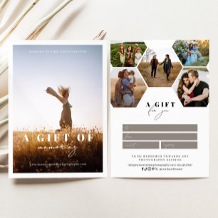 Carte Certificat Cadeau de Photographie Hexagone en Nid