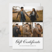 Carte Certificat cadeau de photographie linéaire moderne (Devant)