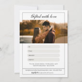 Carte Certificat cadeau de photographie linéaire moderne (Dos)