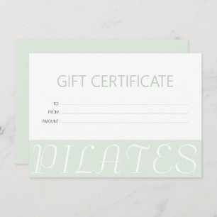 Carte Certificat cadeau de Pilates verts à la menthe mod